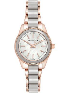 Anne Klein Women's Rose Gold Grey Analog Quartz Resin Bracelet Luxury Watch